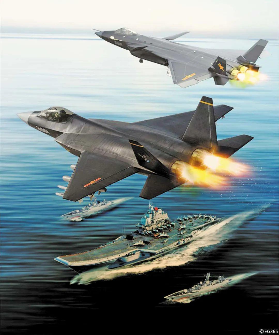 殲20戰(zhàn)斗機(jī)與航空母艦在游戲中的壯麗展現(xiàn)，游戲內(nèi)殲20戰(zhàn)斗機(jī)與航空母艦的壯麗對決